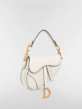 Dior Mini Saddle Bag in Off White with Gold Hardware